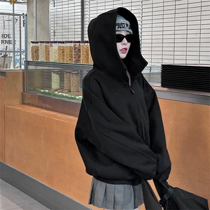抖音得物高品质 25秋冬美式高街宽松结构防风高领连帽卫衣外套W60图片