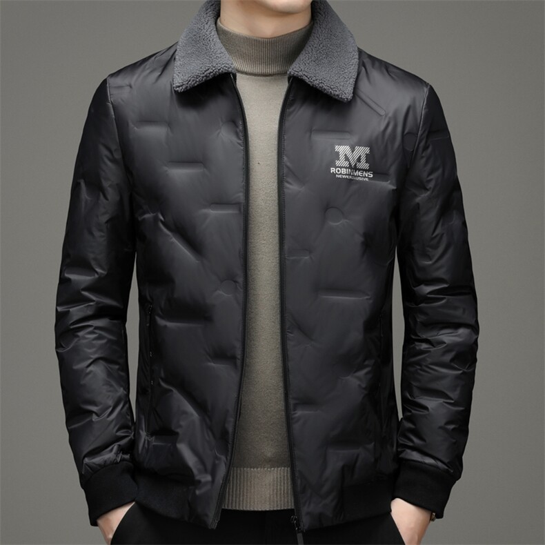 新款男士短款羽绒服男中年可脱毛领羽绒休闲外套SNNYR99667-P225，男装羽绒服，电商B212（原钱塘6029）