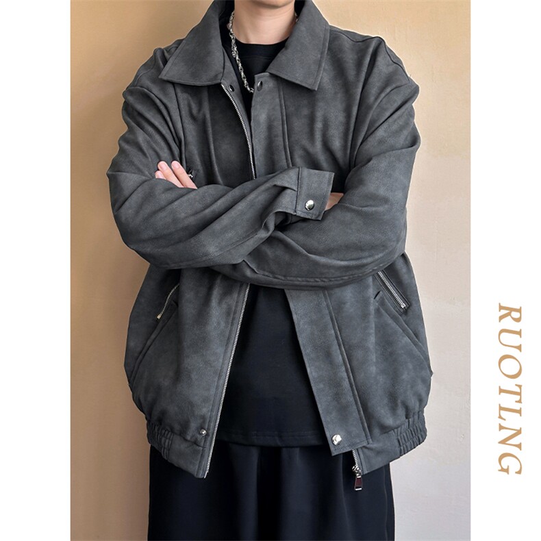 现货-春秋美式复古皮衣男潮牌街头时尚外套皮夹克-AP23064-P115,男装夹克,电商A351