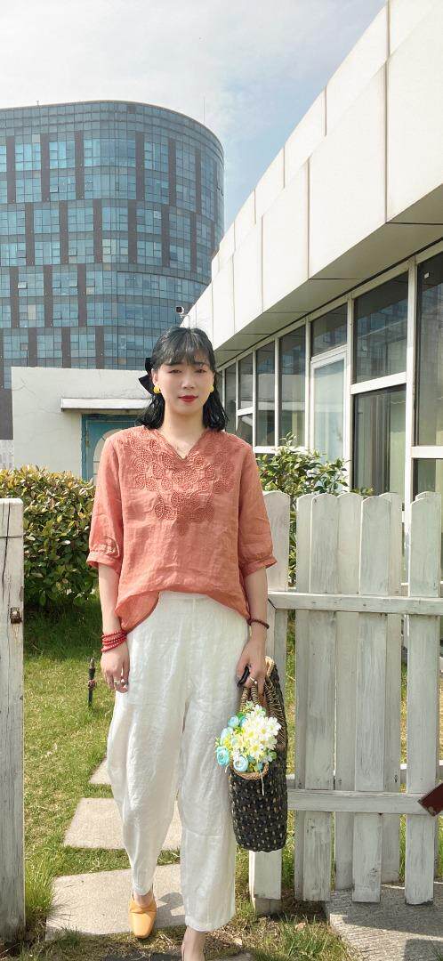 纯苎连衣裙小衫裤子裙子衬衣 时尚风 风淑女风休闲风，女装连衣裙，川哲