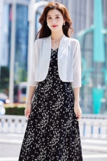 雪纺短外套女2025夏季新款大码开衫修身收腰小披肩坎肩裙子外搭薄，女装短外套，婵米儿