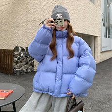 现货新款东大门加厚保暖羽绒服百搭连帽面包服女装外套女装，女装羽绒服，韩然一族