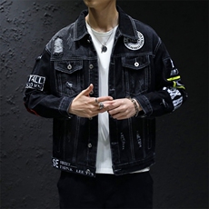 2025秋季牛仔外套男贴标时尚潮牌夹克蓝色901-P80，男装工装外套，电商B223（原星座515-1）