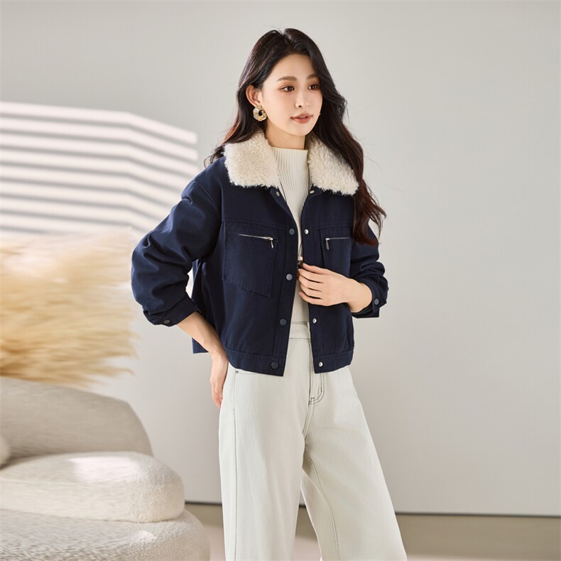 2025秋冬装新款加绒加厚短款外套,女装棉衣/棉服,梦芯尔