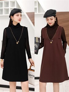 拼接连衣裙,女装连衣裙,菲雪妮