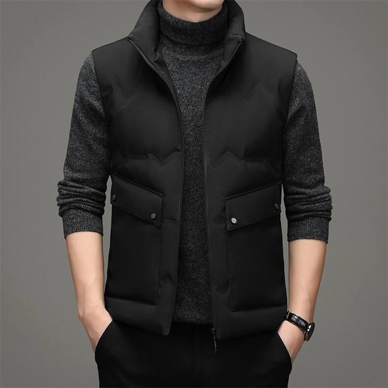 2023冬季新款羽绒服马甲男士保暖外套中年男装加厚立领宽松爸爸装,男装背心/马甲,电商B212（原钱塘6029）