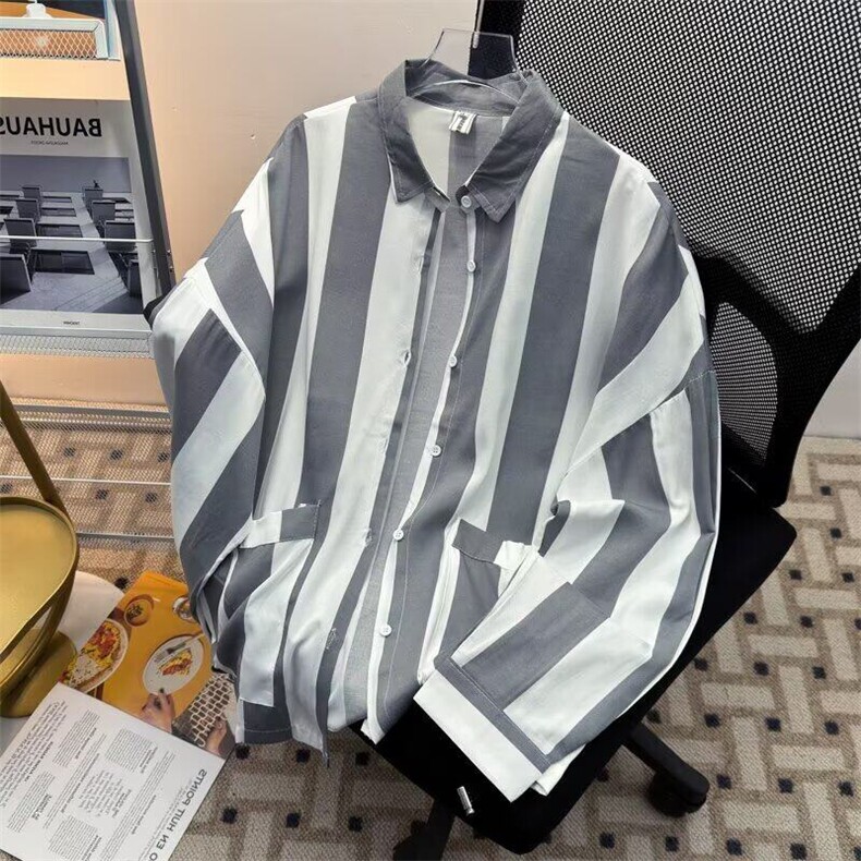 时尚竖条纹衬衫男长袖男式春季新款韩版潮流衬衣青少年寸衫衣服,男装衬衫,星座1013