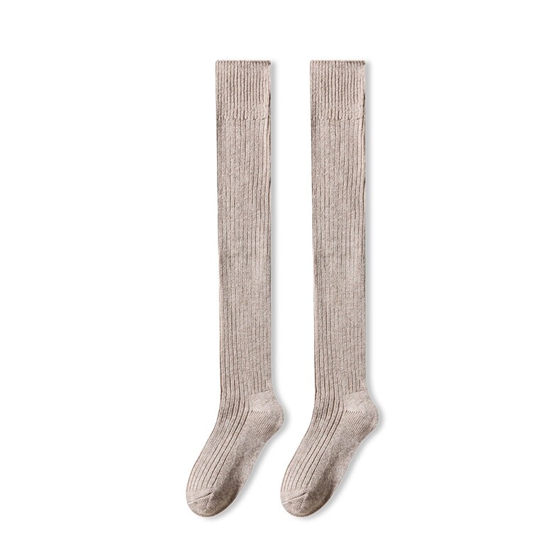 2025年秋季时尚加厚羊毛过膝袜-竖条款，袜子，披星电商供货