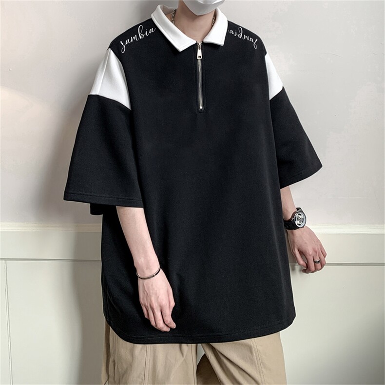 250G纯棉夏季美式复古POLO衫男潮流宽松短袖XP3187-P45控68,男装Polo衫,电商B370