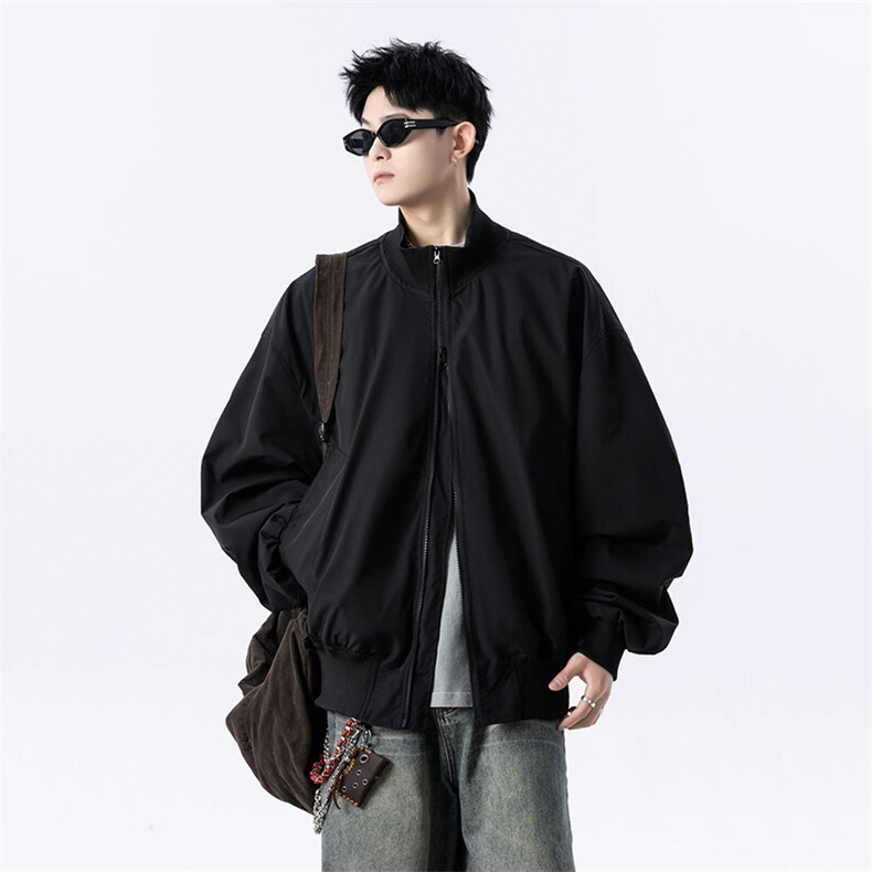 港风日系复古设计感拼接高领开衫夹克外套XZ213-JK4000-P60控88,男装夹克,星座213