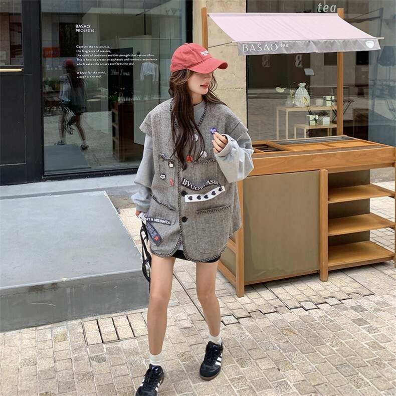 主推有货重工马甲小众设计款C77单马甲P125K188套装P215K298,女装套装/套裙,2C332