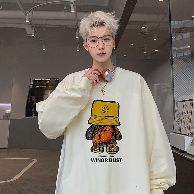 已注册港风纯棉260克高街抖音直播得物品质长袖T恤打底衫T4226P28，男装T恤，电商C408-1(原B339-1)