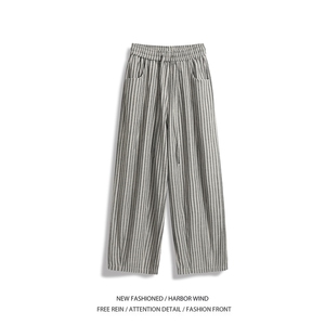 抖音品质春季新款潮流条纹宽松阔腿休闲裤B315-K25619-特p40控78图片