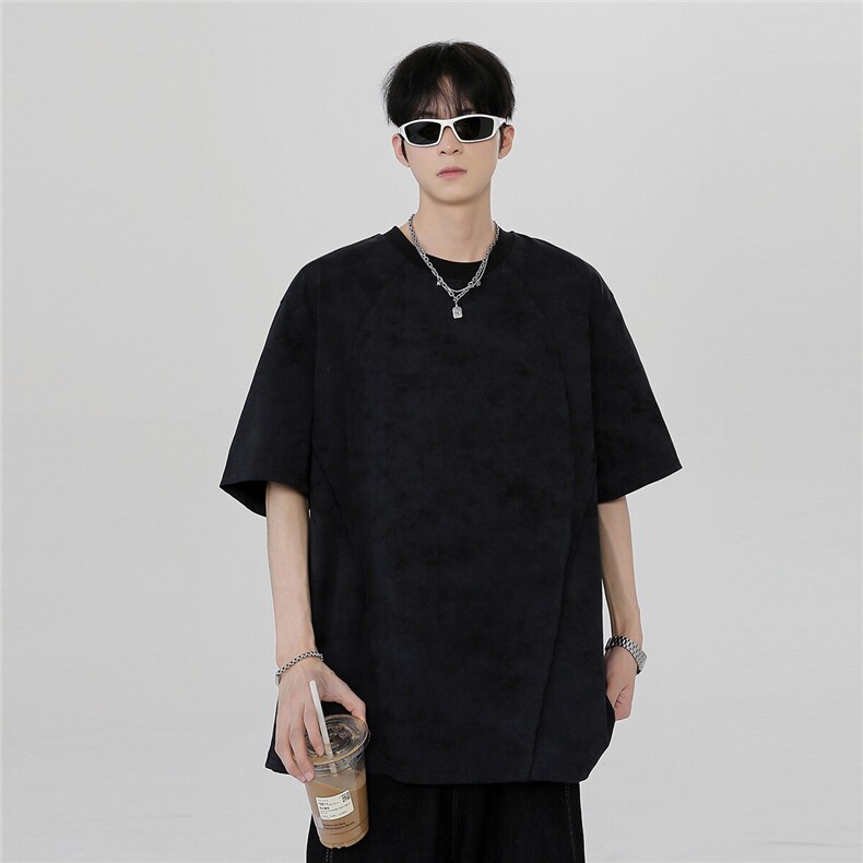 潮牌夏季新款2025吊染高街美式复古日系上衣短袖T806-P38,男装T恤,电商C307