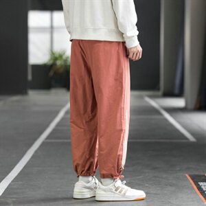 新款休闲裤男韩版潮流抽绳束脚侧边条纹运动裤宽松DS876T图片