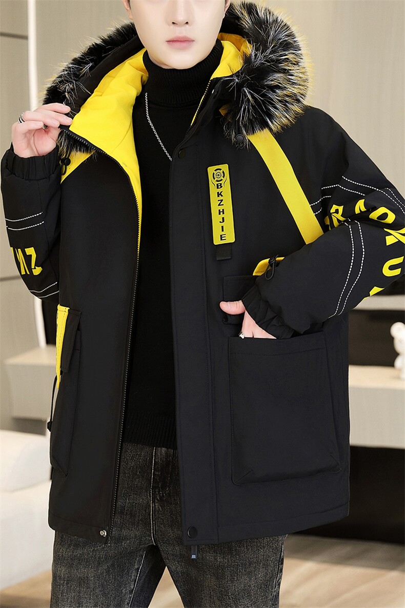 加绒夹克男士外套青年冬季加厚连帽大毛领保暖棉衣男L8757-P98,男装夹克,星座310B-3