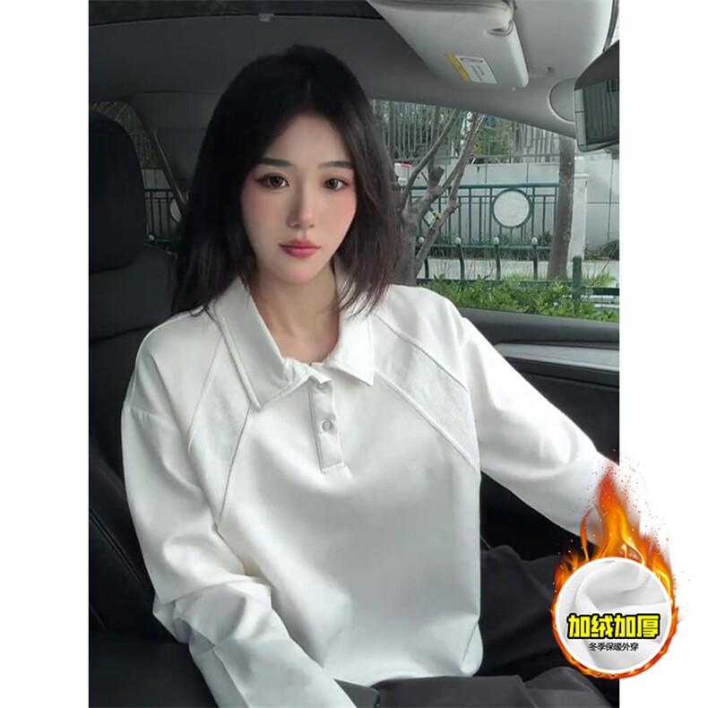 抖音得物高品质美式高街重磅曼巴棉结构螺纹拼接翻领卫衣长袖T恤，男装T恤，电商A486-1