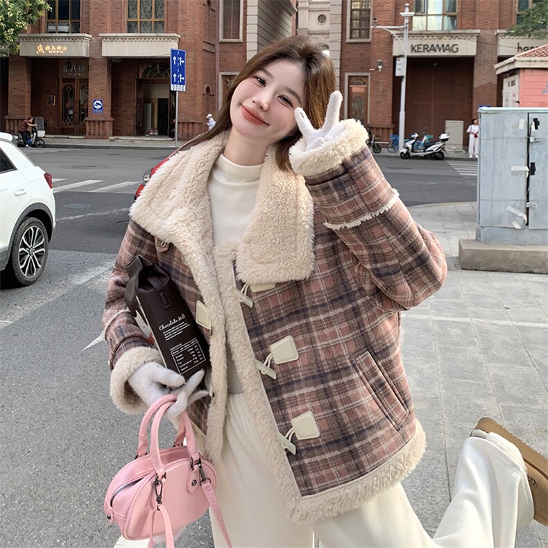现货2025年冬季新款好看羊羔毛加厚外套203-8807-P185-K278,女装羊羔毛/颗粒绒,浪娴服饰