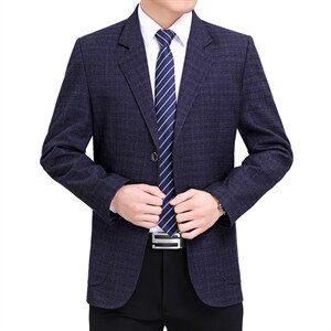 春秋季中年男士休闲小西服外套中老年男装爸爸夹克商务秋装上衣服图片