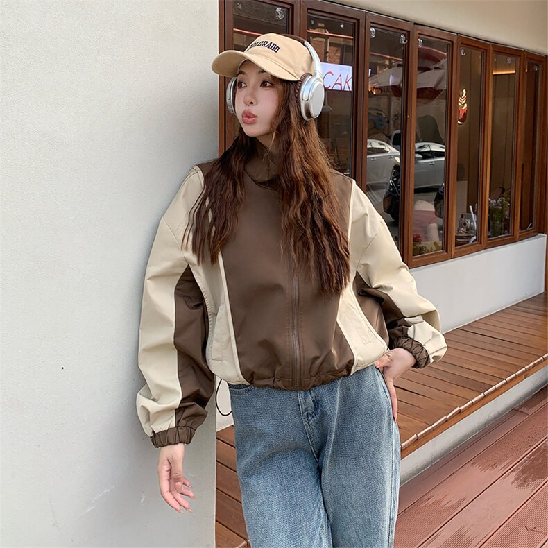 现货美拉德系设计感立领短款夹克外套2963P135K198,女装短外套,2C029