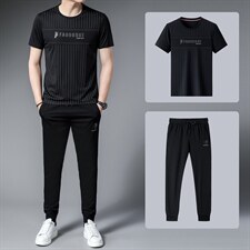运动套装男士短袖新款夏季POLO圆领t恤长裤休闲运动服两件套宽松，男装T恤，电商B212（原钱塘6029）