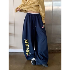 美式字母印花运动卫裤女秋冬宽松垂感显瘦跳舞阔腿直筒休闲裤潮流，男装休闲裤，星座506A