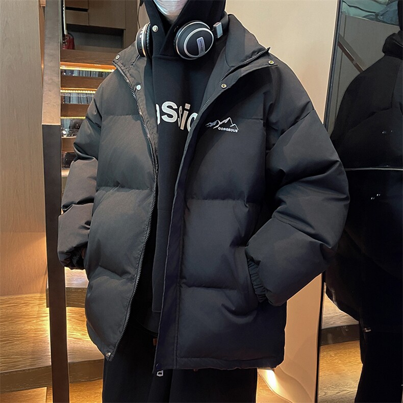 现货2W抖音直播品质纯色宽松棉服外套港风M661P85,男装棉衣,电商A030