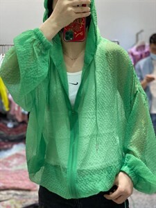 夏季新款韩版泡泡纱宽松显瘦连帽防晒衣图片