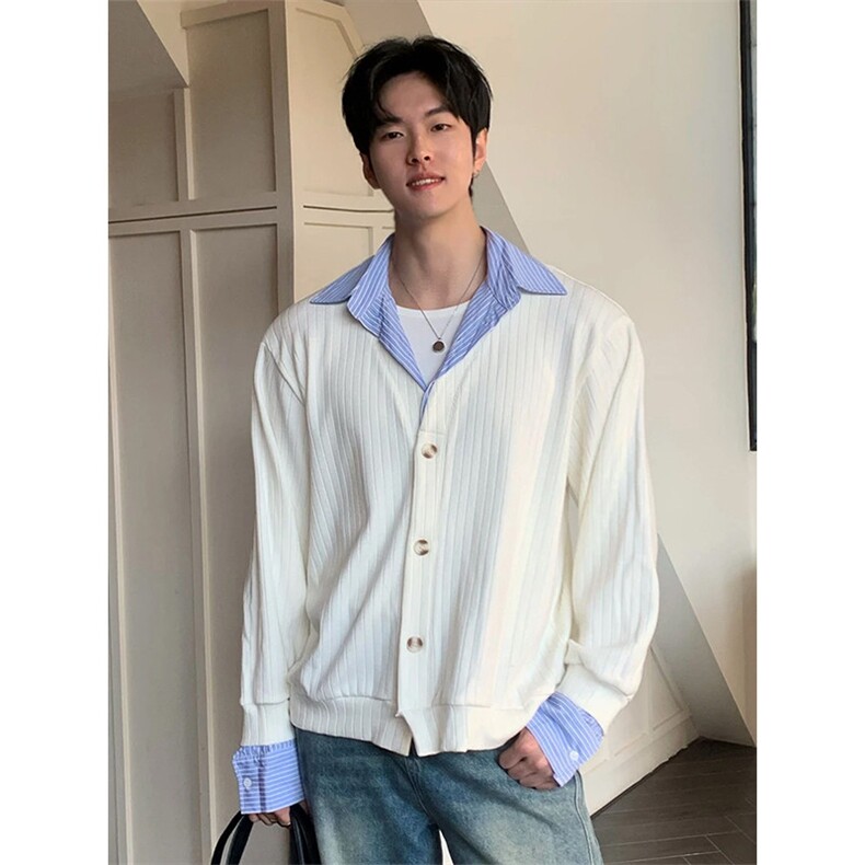 JY561-72 假两件毛衣开衫针织衫上衣男装图片