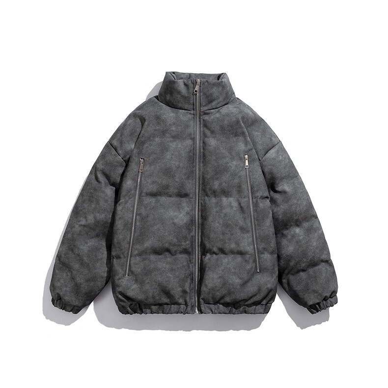 1PU皮复古做旧双侧金属拉链大码M-5XL加棉棉衣男MY77092P130控198，男装棉衣，星座226-2