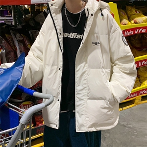 羽绒服男冬季2023新款亮面防水连帽短款羽绒衣加厚防寒白鸭绒外套图片