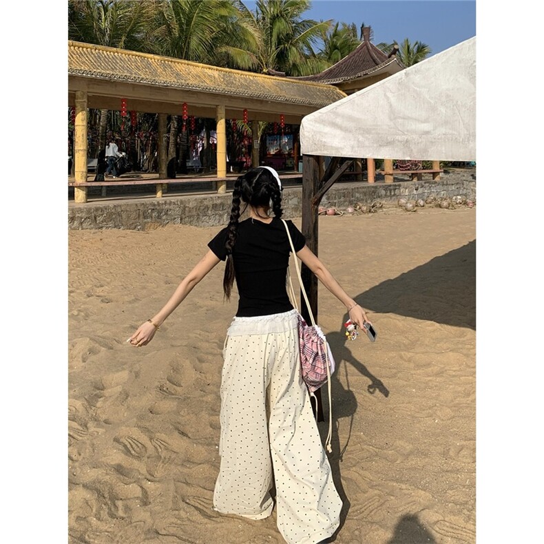 美式复古蕾丝边正肩短袖T恤女2025夏季辣妹修身短款打底衫上衣潮,男装T恤,星座506A