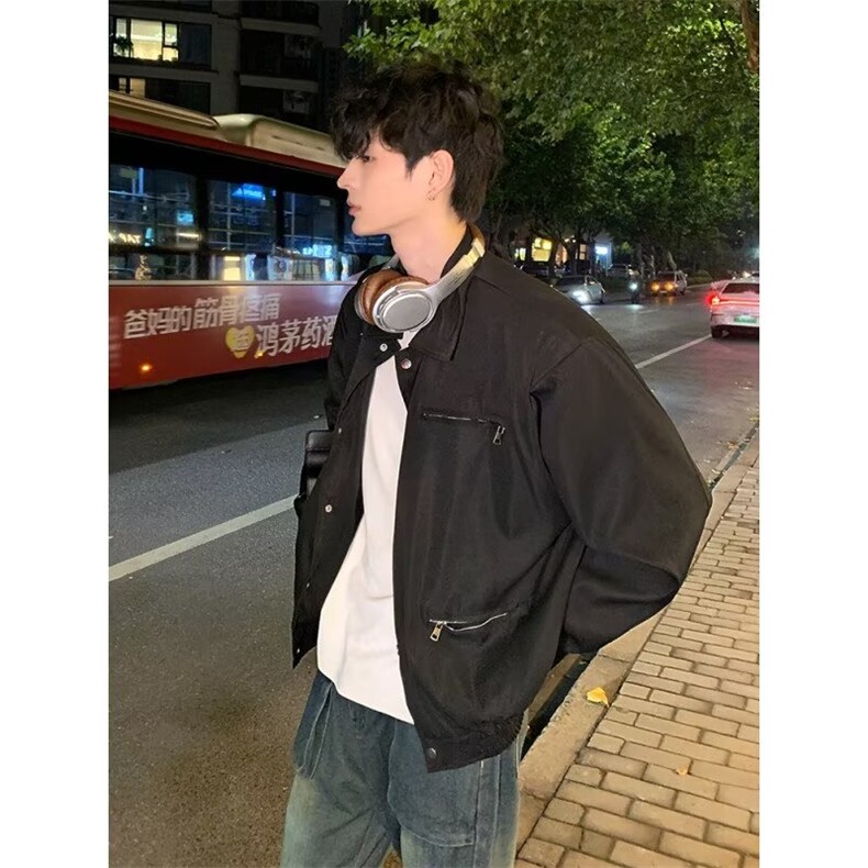网图金属拉链小众肩垫夹克男秋季潮牌时尚外套W6193-P62,男装夹克,星座412
