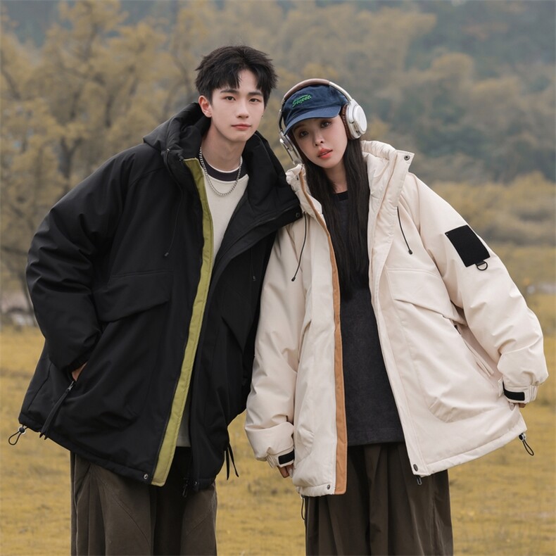 情侣冬季登山服白鸭绒连帽纯色工装羽绒服大衣A406Y93651P228，男装羽绒服，星座309（原A406）