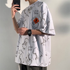 2024新款短袖男士大码t恤夏季大码胖子宽松印花上衣服潮流体恤，男装T恤，星座410-7