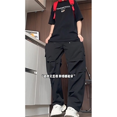 港风宽松阔腿弯刀直筒长裤大码M-5XL潮牌工装裤CK78054P55控89，男装工装外套，星座226-1