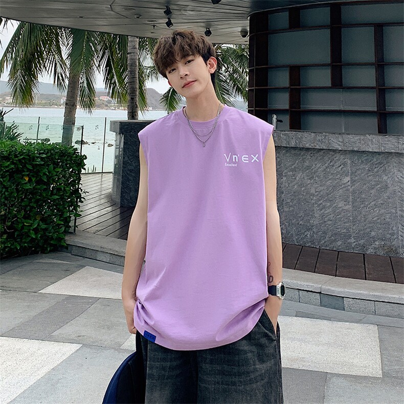 夏季港风t恤男宽松大码纯棉运动背心坎肩潮牌无袖BX007P25,男装背心/马甲,星座1204-3
