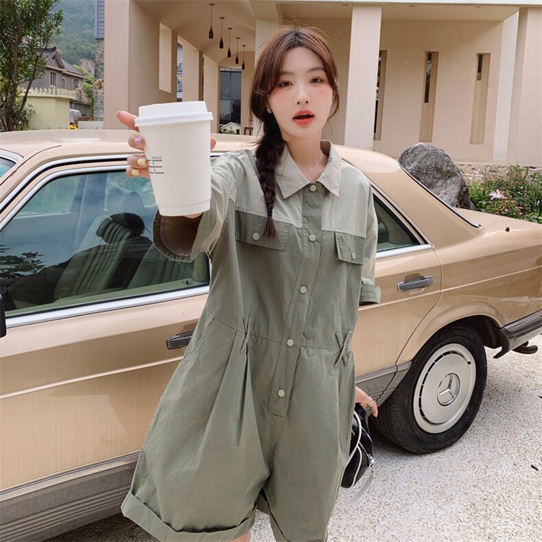 新款现货撞色宽松工装连体裤212A-615-P115-165，女装连体裤，浙宝212A