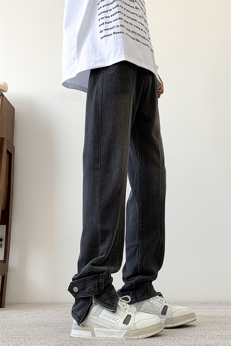 现货黄泥色直筒裤脚开衩牛仔裤S-5XL加大码310A-2BK307P58控78,男装牛仔裤,星座310A-2