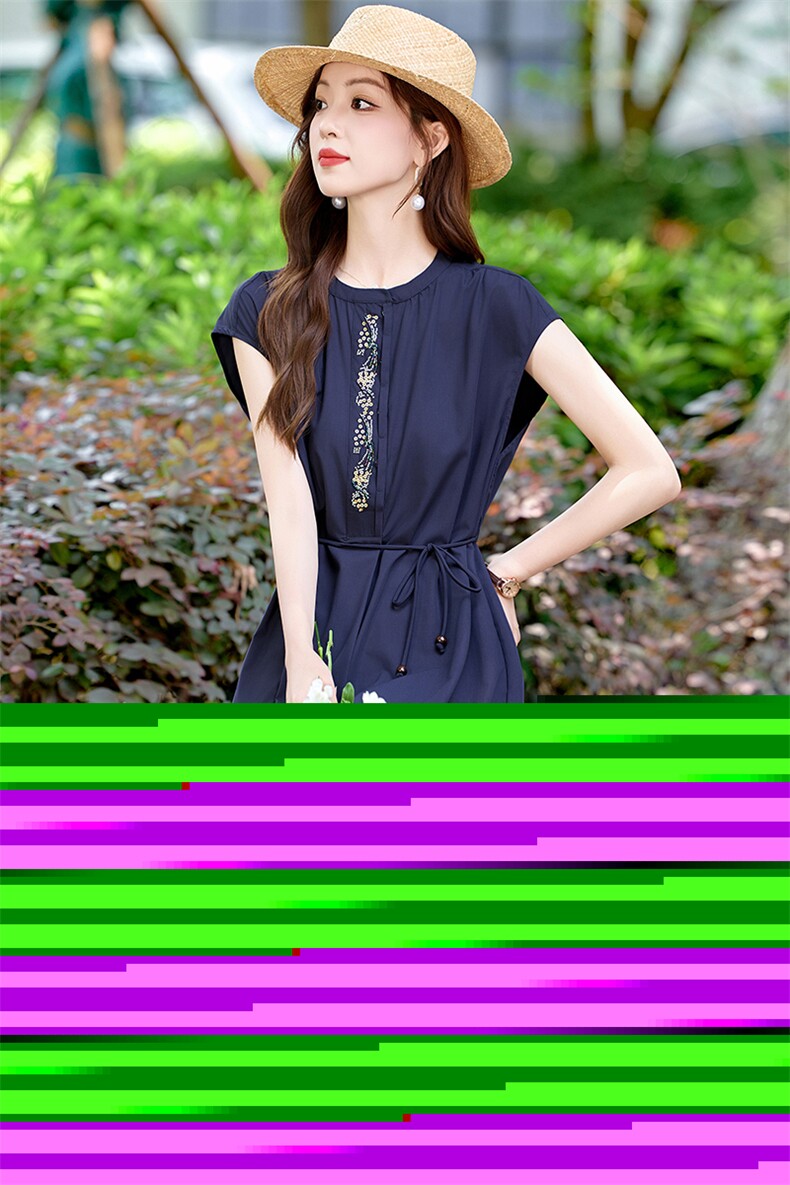 2025夏新款时尚高级感气质优雅女神范中长款收腰系带无袖连衣裙女,女装连衣裙,恋慕依尚