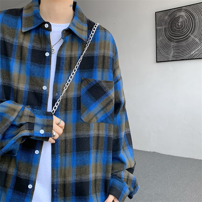 【现货主推】CS7130-P38特控68纯棉大款宽松微磨毛格子衬衫外套,男装衬衫,电商D232
