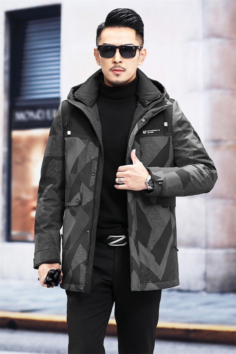 冬季新款羽绒服男休闲迷彩连帽保暖百搭外套中年男装KCN2161-P270，男装羽绒服，电商B212（原钱塘6029）