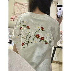 高街刺绣短袖男女款T恤新品夏装重工情侣装潮牌花卉上衣T1453，男装T恤，星座1116A（原606A-3）