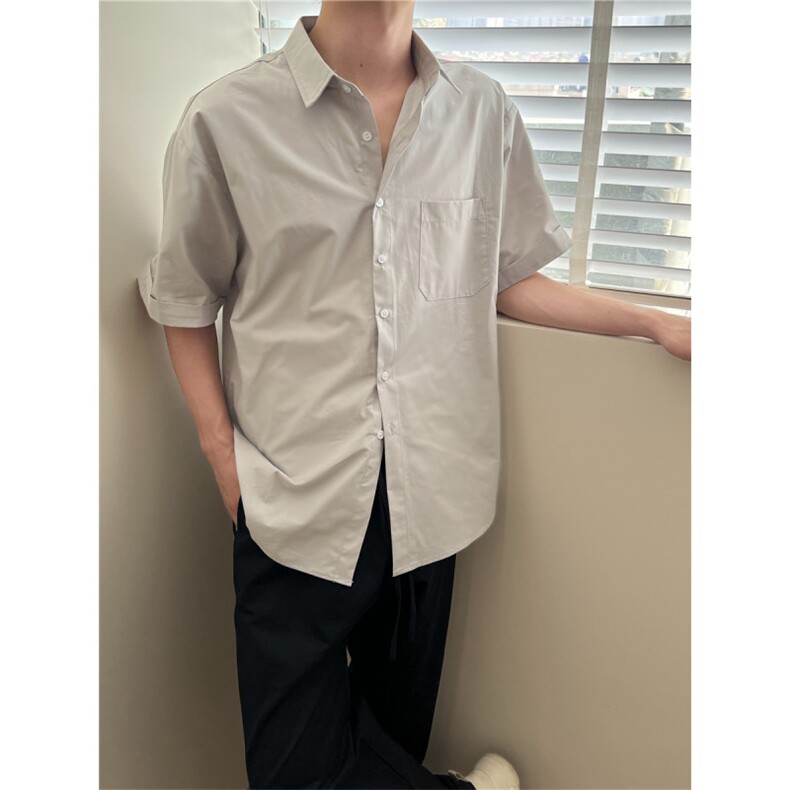 现货夏季男士百搭短袖衬衫轻熟风半截袖衬衣510-1-CS16-P50,男装T恤,星座510-1