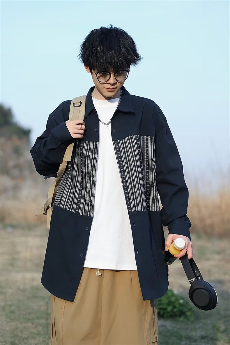 衬衫男长袖2024新款潮牌高级感秋装上衣痞帅休闲衬衣外套男春秋季图片