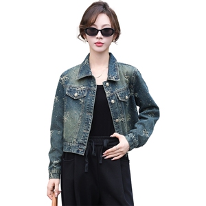 早秋新款牛仔外套女2024休闲韩版时尚刺绣蝴蝶结烫钻洋气百搭上衣图片