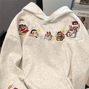男女休闲复古重工刺绣连帽卫衣女秋冬宽松慵懒风卫衣WYX07 P47图片