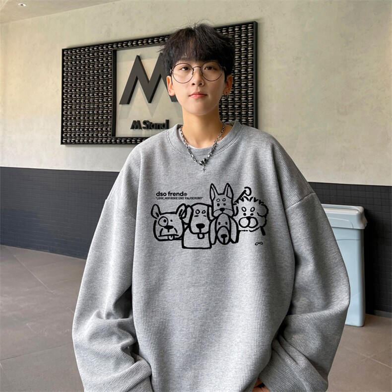 华夫格！华夫格上衣男圆领华夫格卫衣男大码长袖t恤男HY232-特P23,男装T恤,电商B367