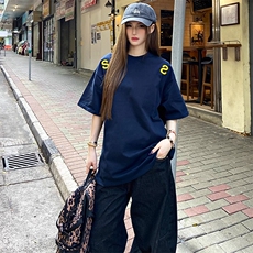 万针全刺绣工艺抖音得物高品质260克重磅纯棉双纱美式高街短袖T恤，男装T恤，电商A486-1