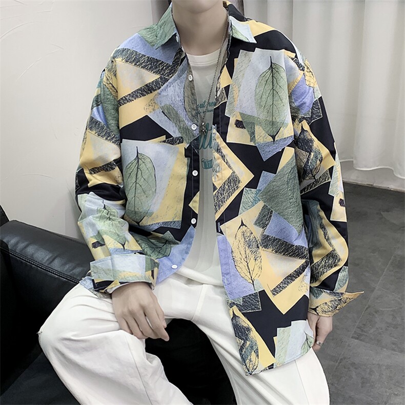 长袖衬衫男港风日系衬衫C9629P27,男装衬衫,星座1116-2
